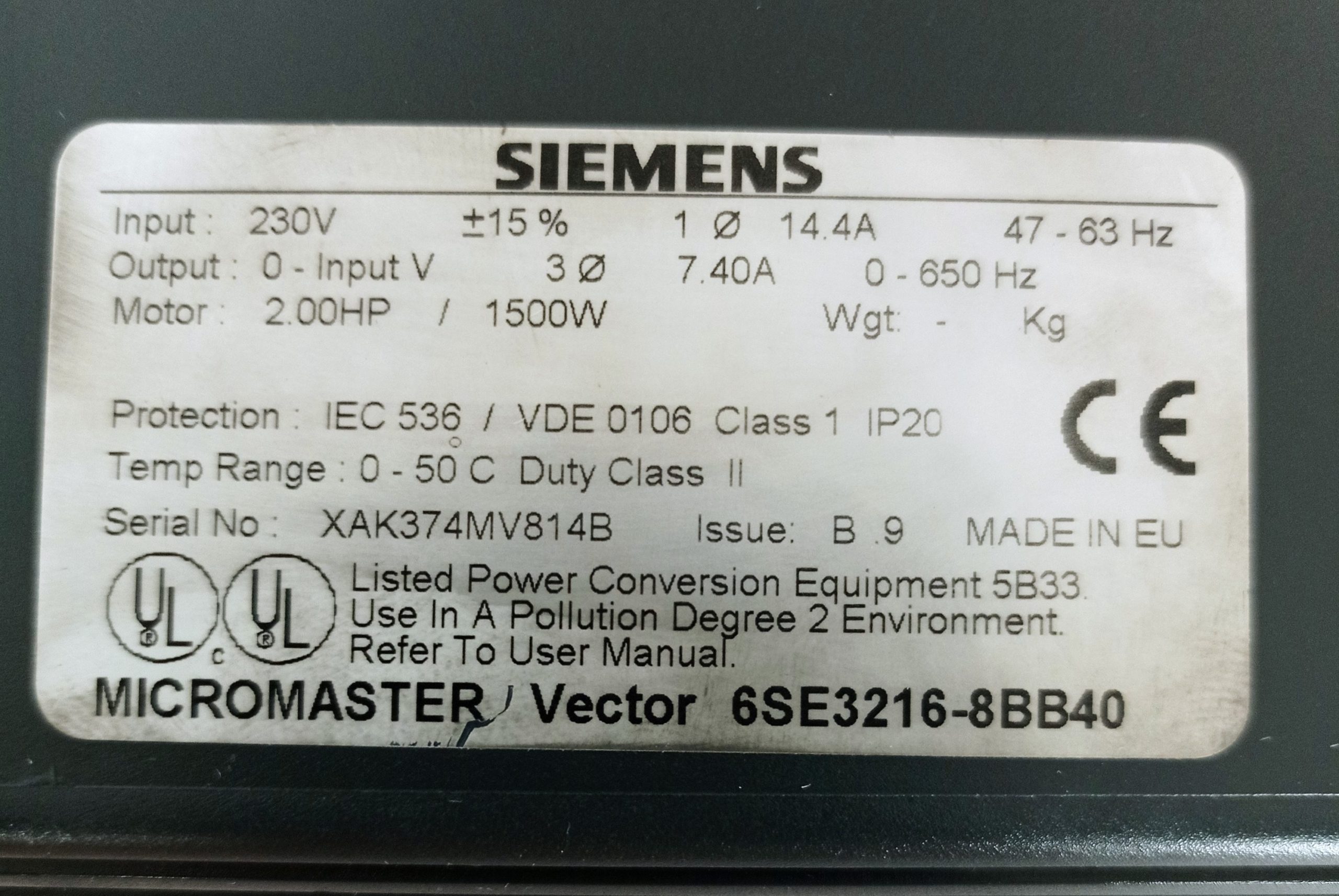 FICHE-PROD.-Variateur-Micomaster-Vector-SIEMENS-6SE3216-8BB40