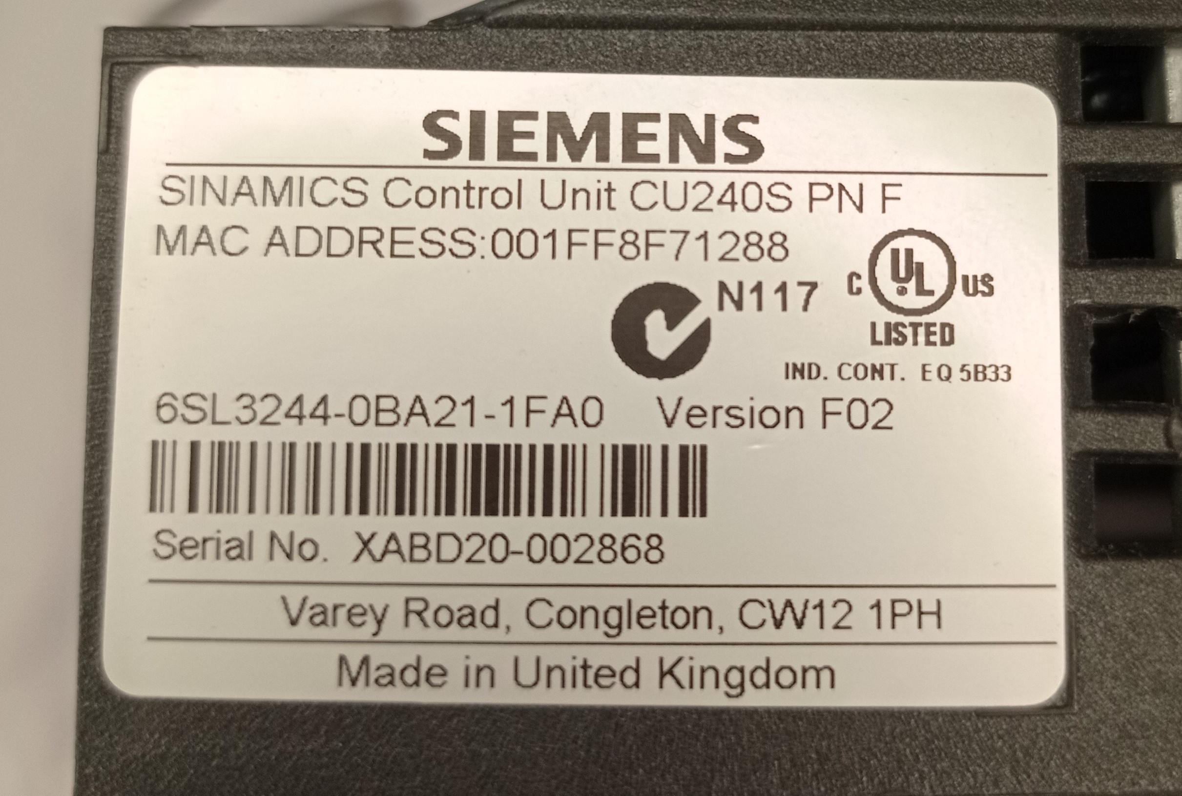 FICHE-PROD.-SIEMENS-SINAMICS-CONTROL-UNIT-CU240S-6SL3244-0BA21-1FA0