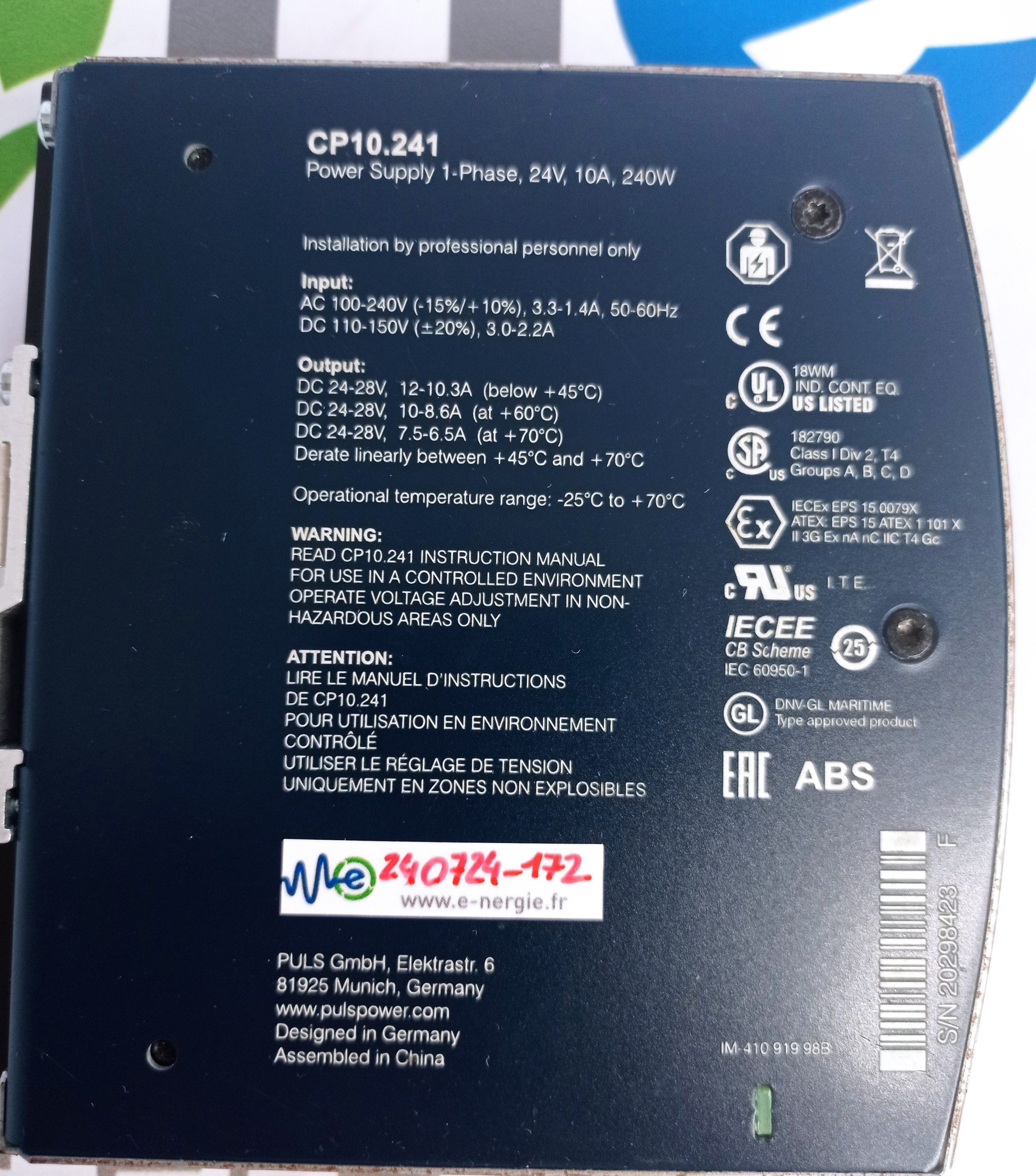 Alimentation-PULS-DIMENSION-CP10.241