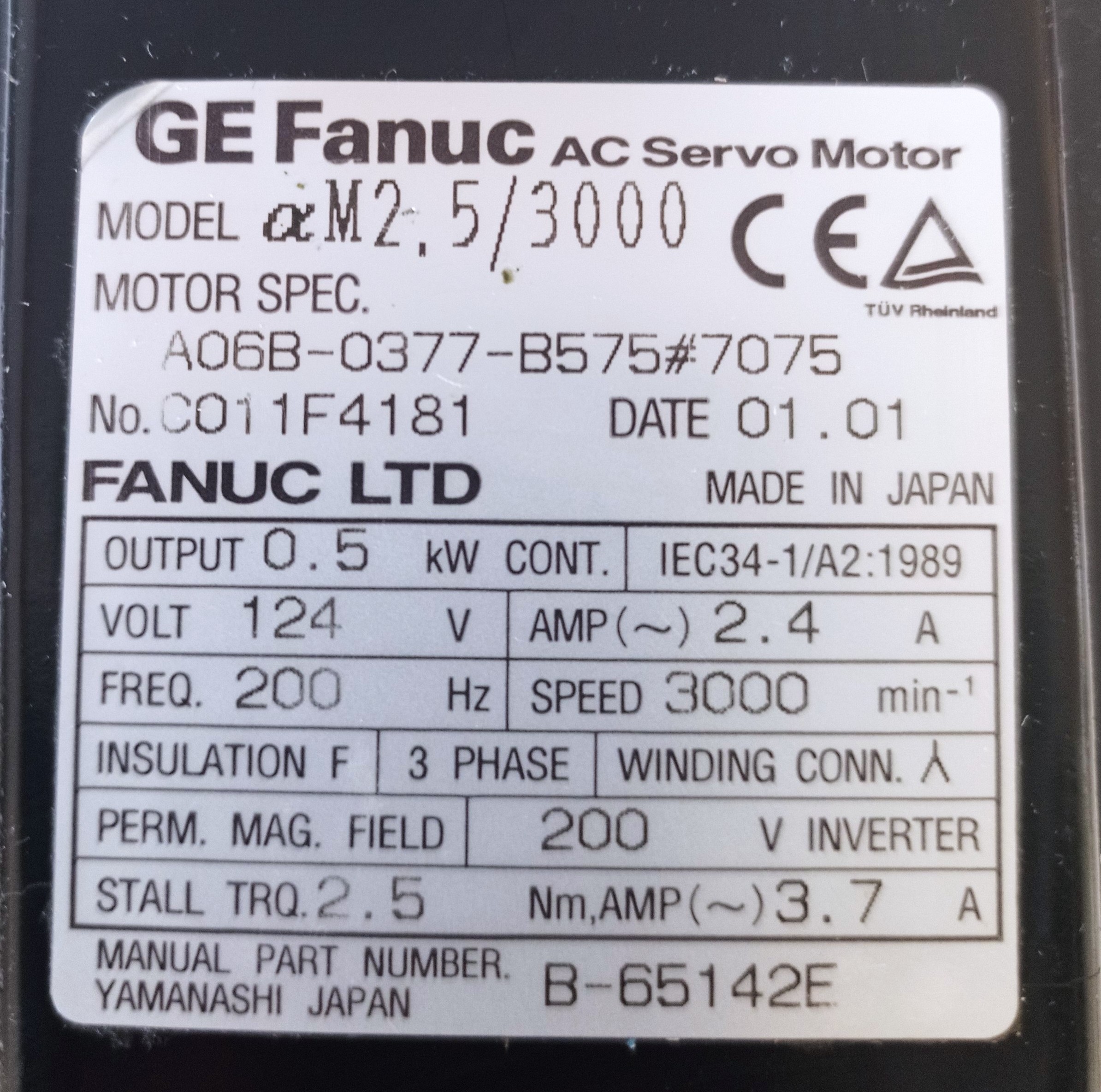 FICHE-PROD.-Moteur-FANUC-A06B-0377-B575